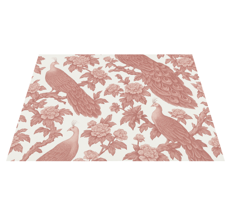 Bedroom vinyl rug with pink peacock design - TenStickers