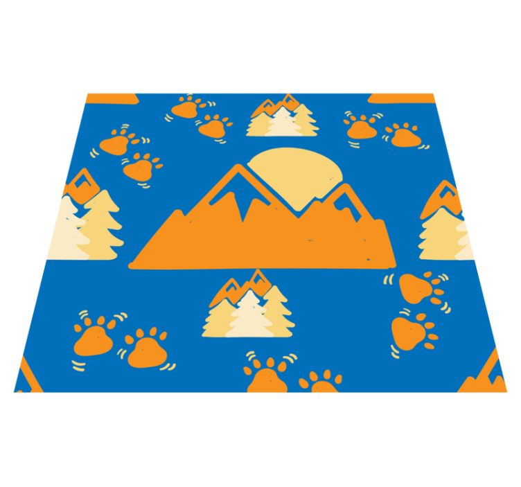 Bedroom vinyl rug with mountain footprints on blue - TenStickers