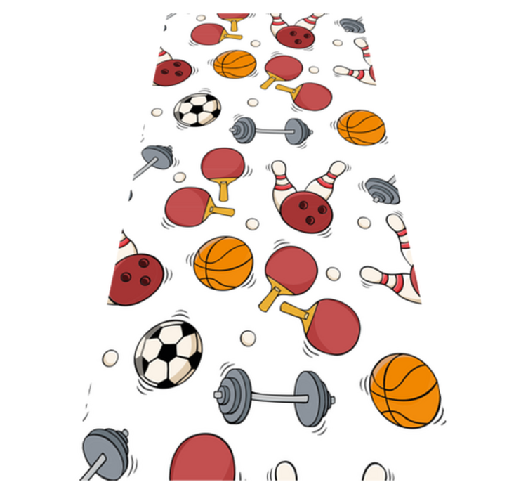Bedroom vinyl rug sports equipment doodle design - TenStickers