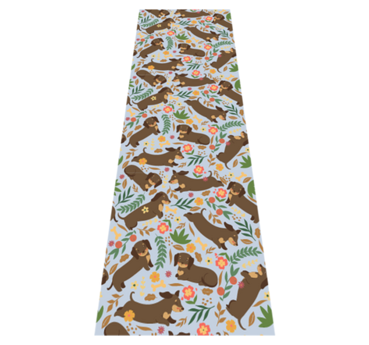 Bedroom vinyl rug with dachshund and floral design - TenStickers