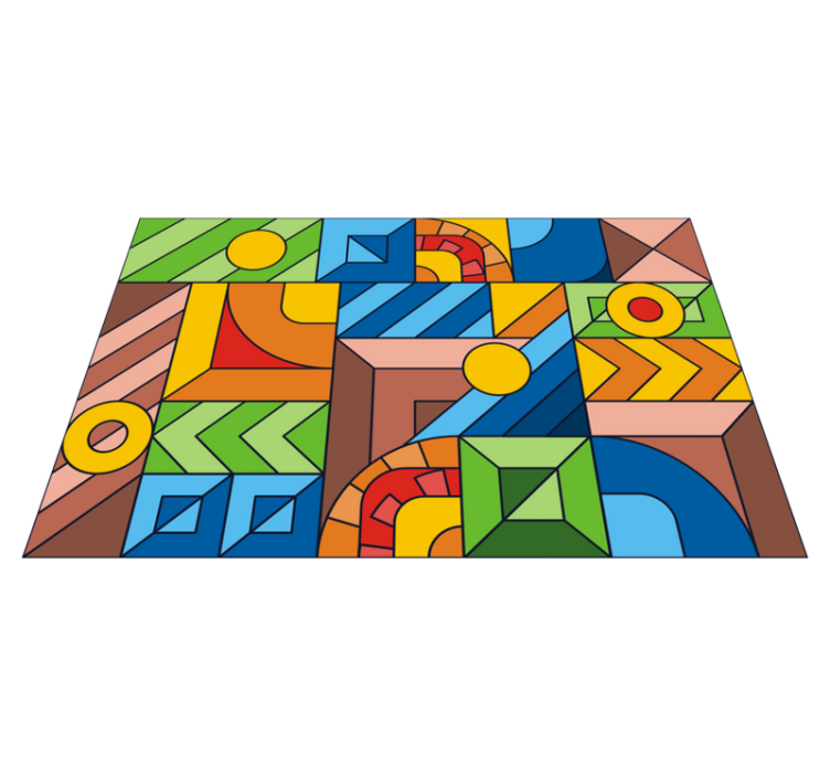 Geometric Color Squares geometric vinyl rug - TenStickers