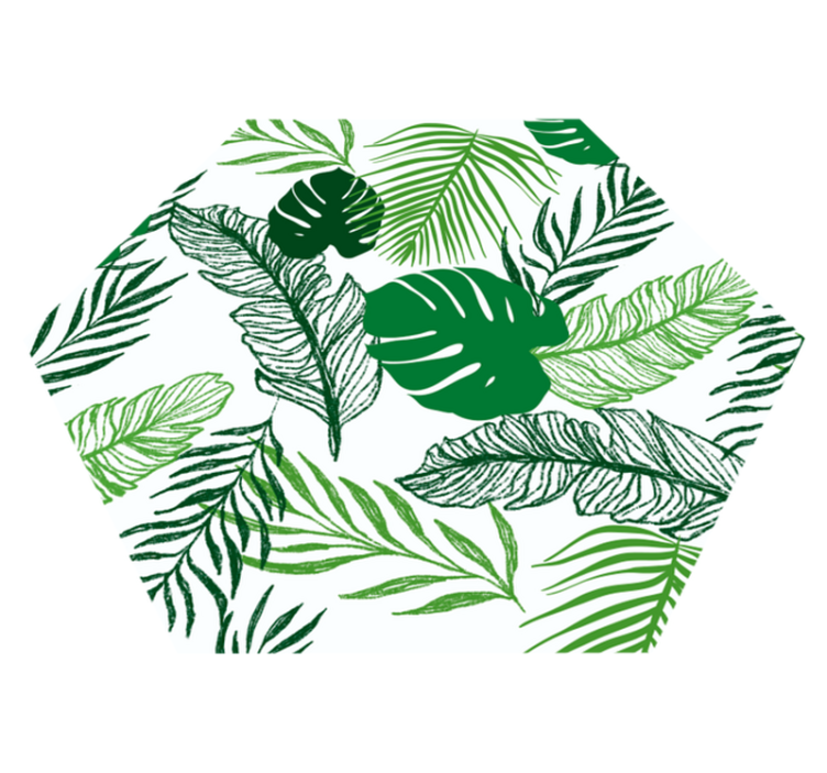 Tropical Foliage Hexagon vinyl rug flowers - TenStickers