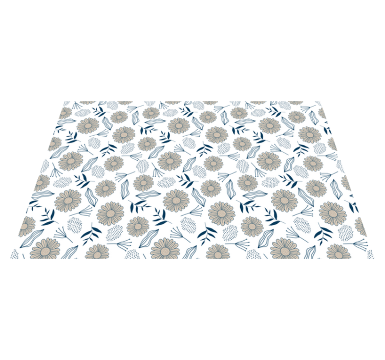 Floral Botanical Motif vinyl rug flowers - TenStickers