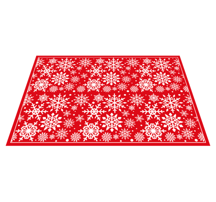 copos nieve fondo rojo Christmas vinyl rug - TenStickers