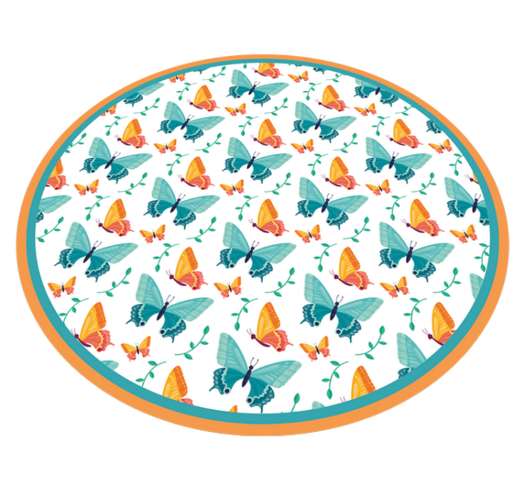 Butterfly Circular Design nursery vinyl rug - TenStickers