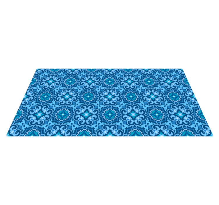 blue tiles and flowers tile carpet - TenStickers