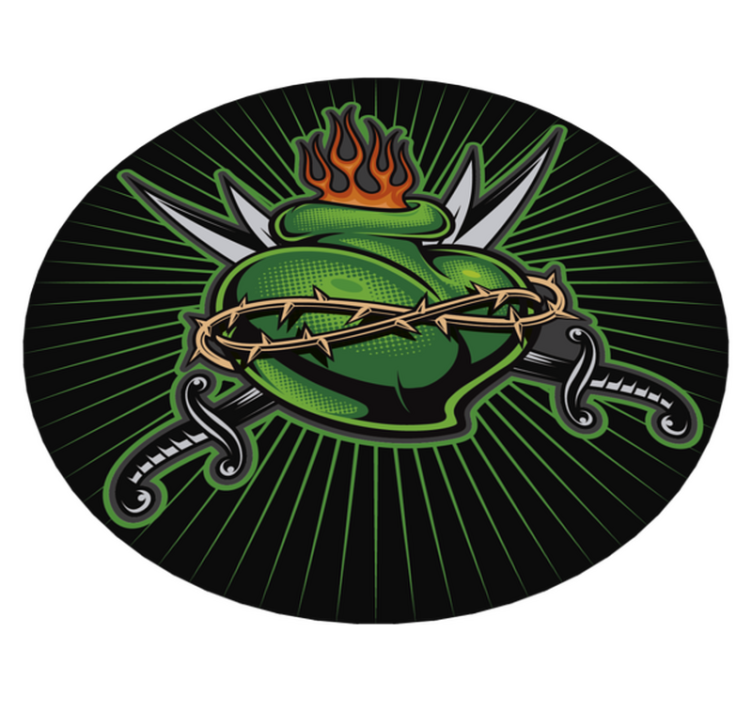 Fiery Sword Heart vinyl rug gaming - TenStickers