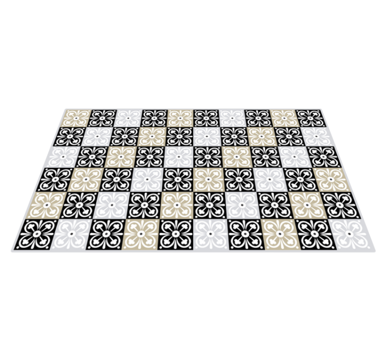Black white and beige tile vinyl carpet - TenStickers