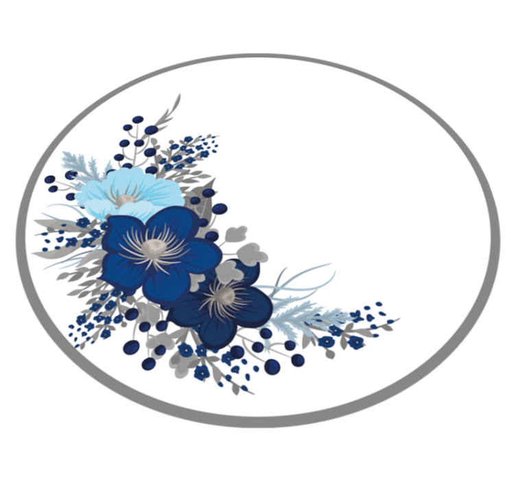 Blue flower wreath floral rug - TenStickers