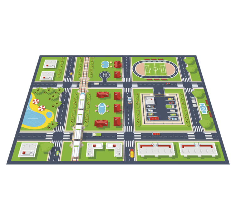 Children's vinyl rug city road rug - TenStickers