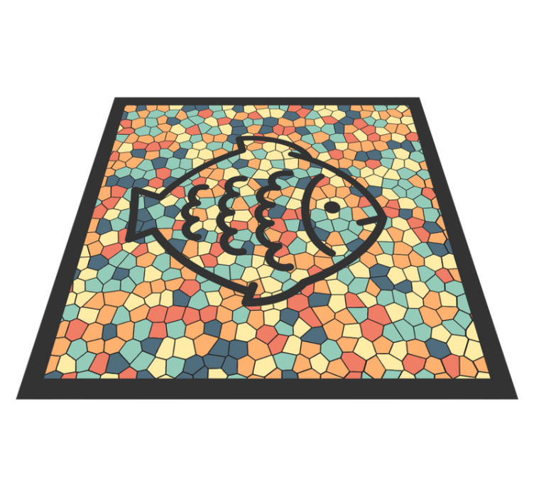 Mosaic fish pattern mosaic vinyl rug - TenStickers