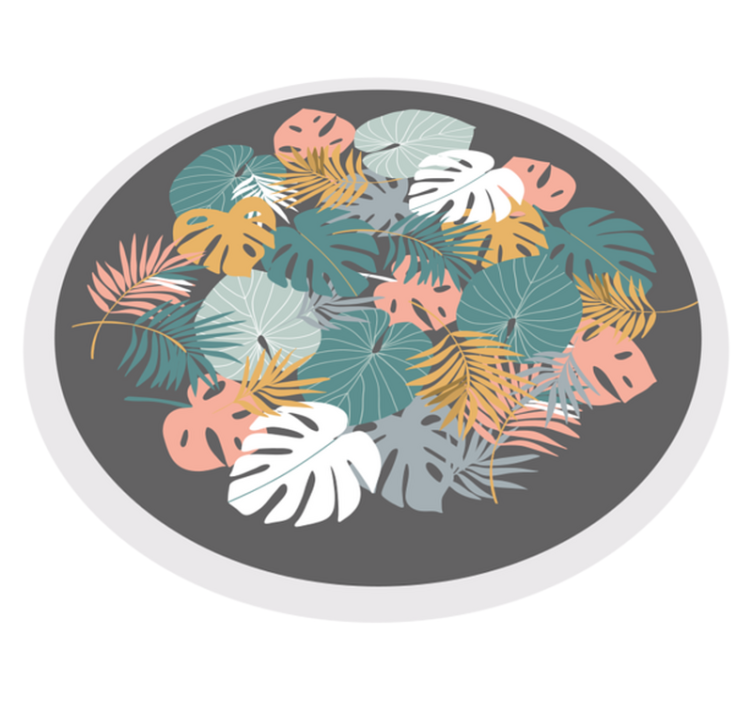 Botanical Leaf Circle vinyl rug flowers - TenStickers