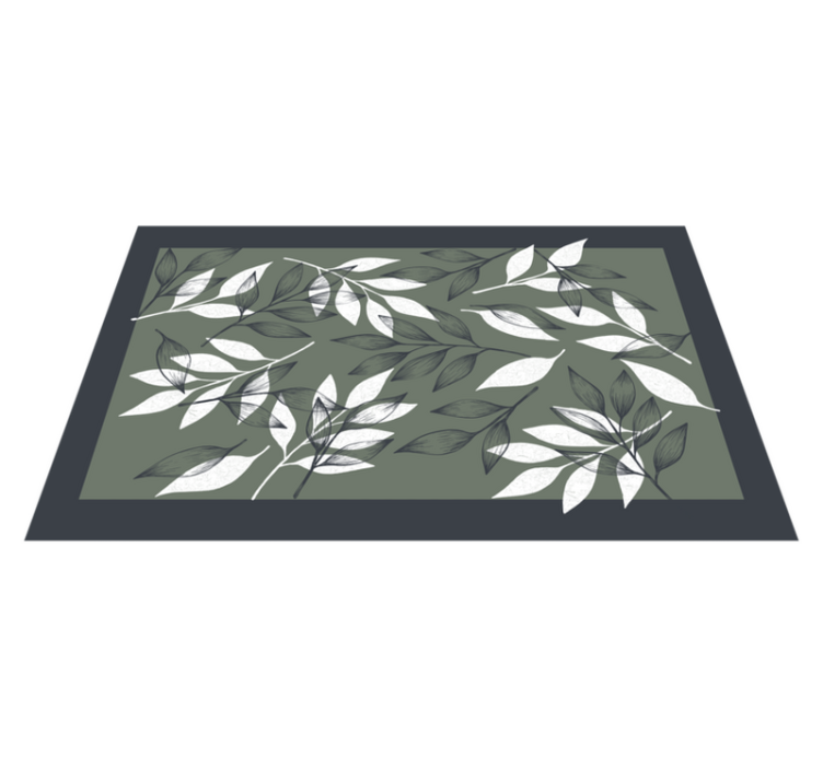 Leafy Botanical Pattern vinyl rug flowers - TenStickers