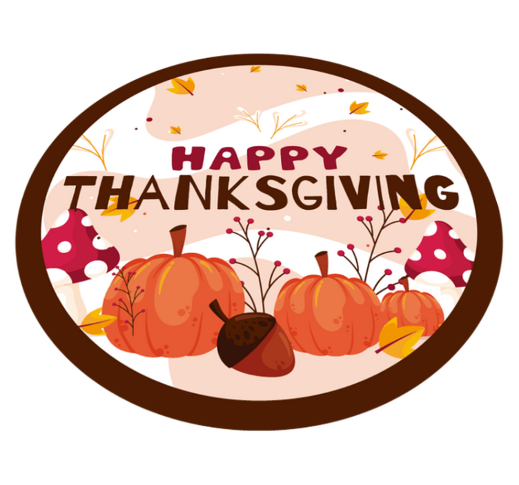 happy thanksgiving mushroom and pumpkins rug - TenStickers