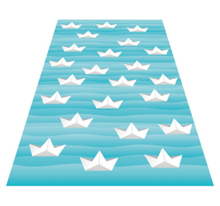 Striped Paper Boats star vinyl rug - TenStickers