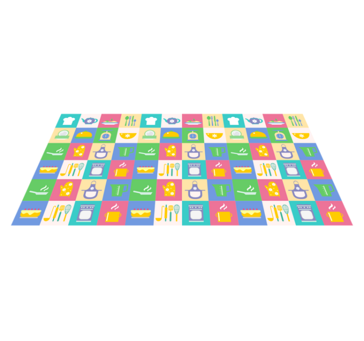 Vibrant Culinary Symbols kitchen vinyl rug - TenStickers