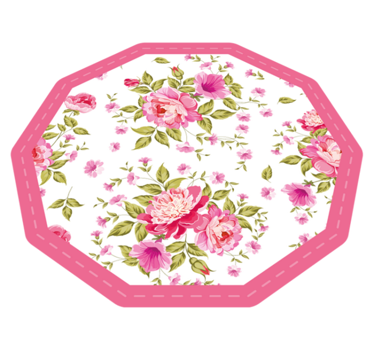 Floral Octagon vinyl rug flowers - TenStickers