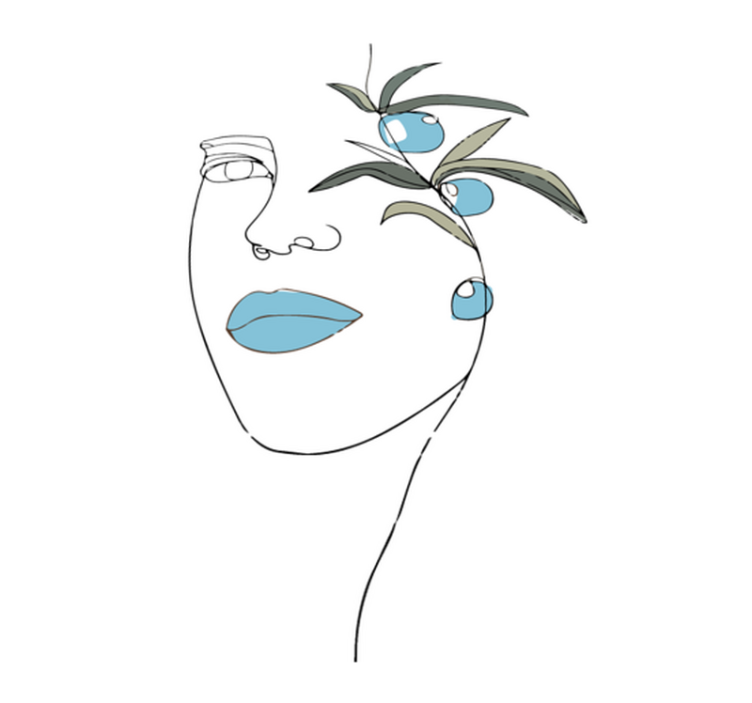 Floral Line Art vinyl rug flowers - TenStickers