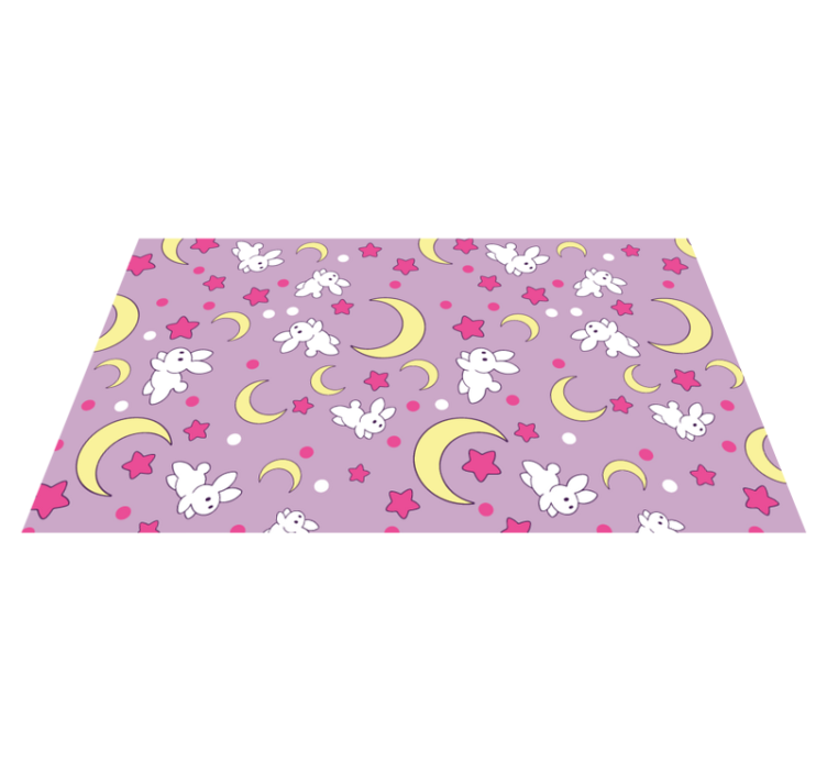 Bunny Nighttime Motif kids vinyl rug - TenStickers