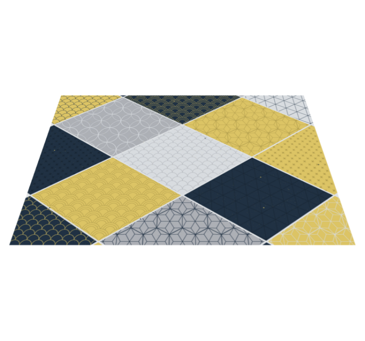 Geometric vinyl rug in mosaic blend design - TenStickers