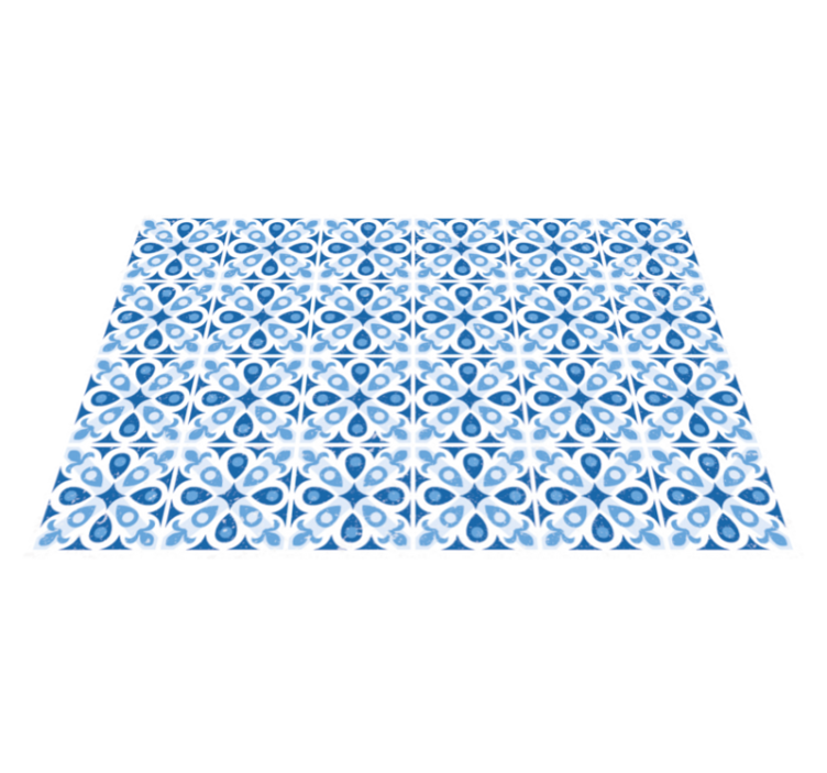 Blue patterned tile vinyl rug - TenStickers