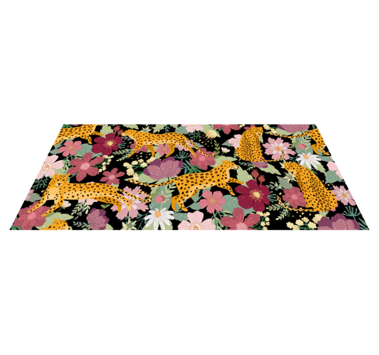 Leopard print flowers animal print vinyl rug - TenStickers