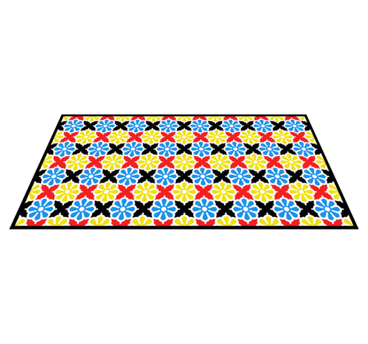 Floral Coloured  tile vinyl rug - TenStickers