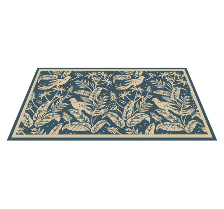 Botanical Bird Illustration vinyl rug flowers - TenStickers