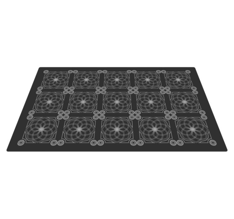 Geometric Floral Patterns black vinyl rug - TenStickers