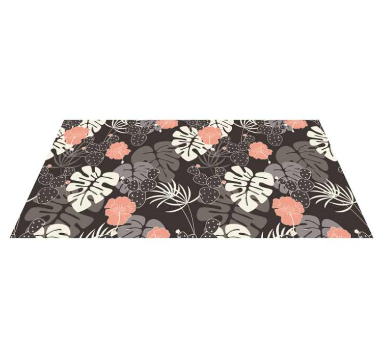 Tropical black design vinyl rug flowers - TenStickers
