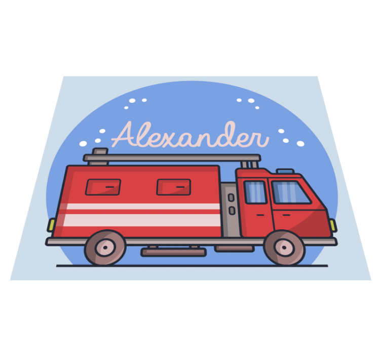 Personalized Firetruck custom vinyl rug - TenStickers
