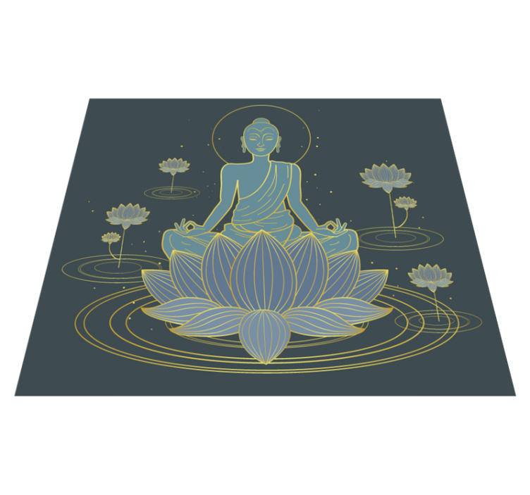 Lotus and Buddha floral vinyl rug - TenStickers
