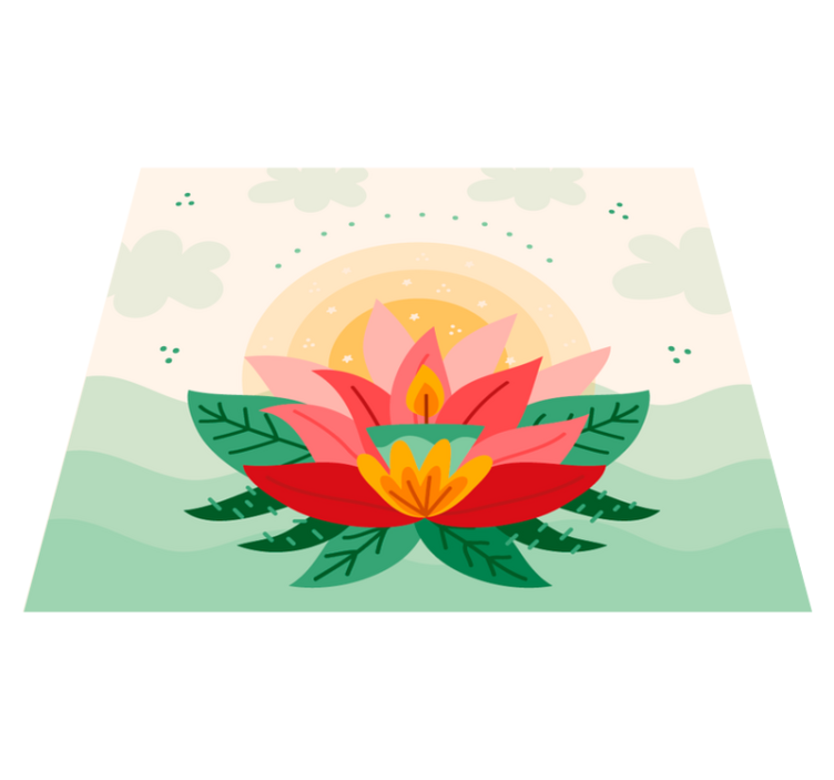 Lotus Blossom Illustration vinyl rug flowers - TenStickers