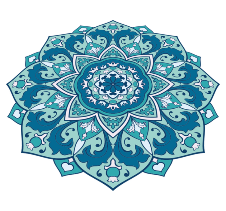 Blue patterned mandala vinyl rug - TenStickers