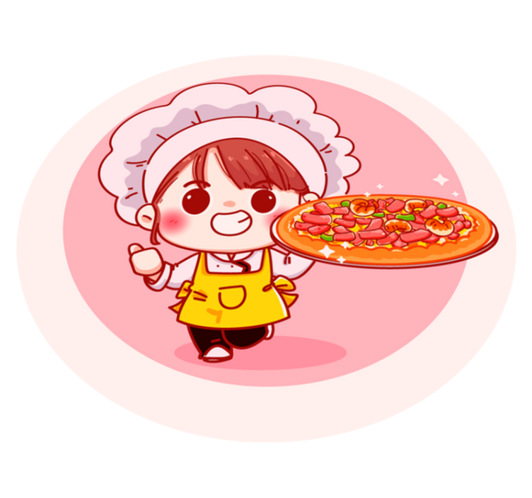 Cartoon chef round kitchen floor tiles - TenStickers