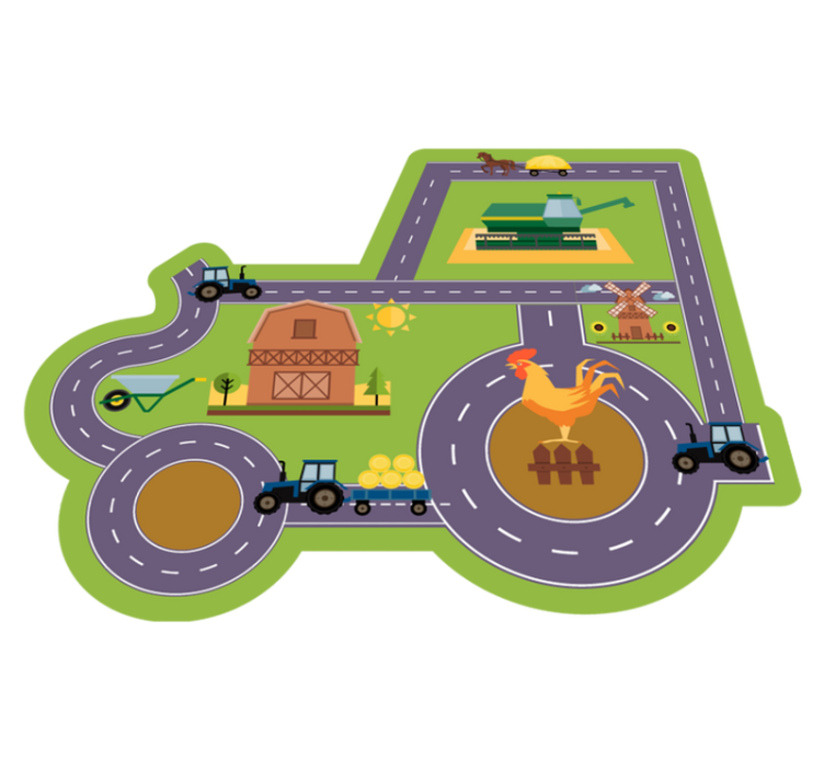 Farm Play Circuit road vinyl rug - TenStickers