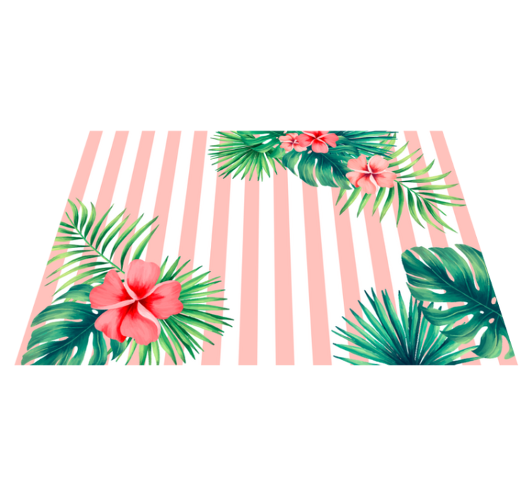 Tropical Flora Stripe vinyl rug flowers - TenStickers