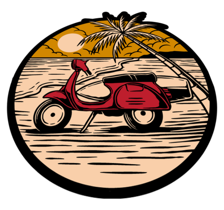 Tropical Scooter Scene vinyl rug - TenStickers