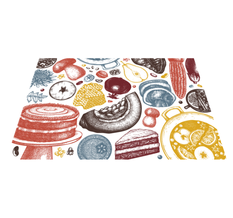 Culinary illustrations kitchen vinyl rug - TenStickers