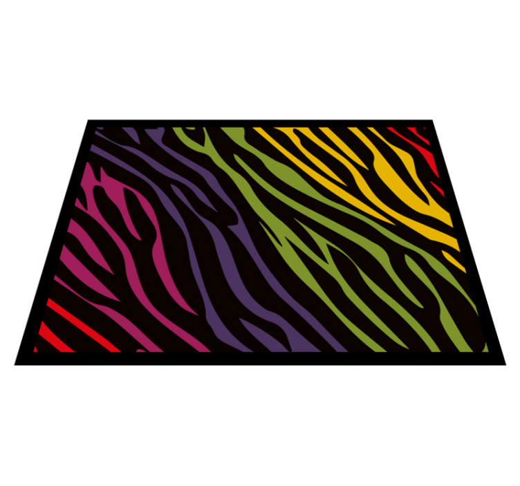 Rainbow zebra print animal print vinyl rug - TenStickers
