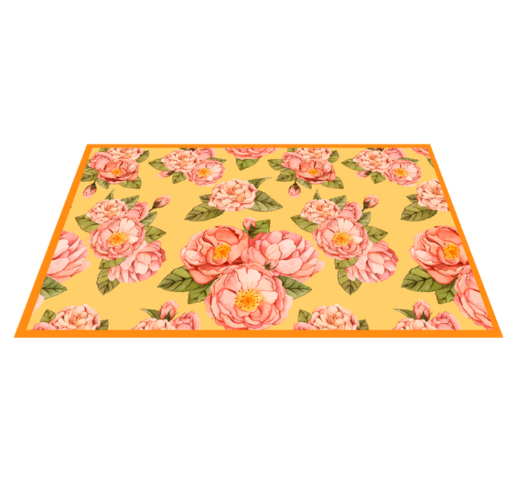 Peony yellow background floral rug - TenStickers