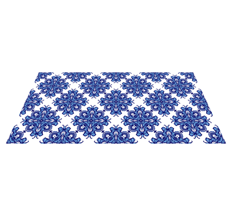 Intricate blue motif mosaic vinyl rug - TenStickers