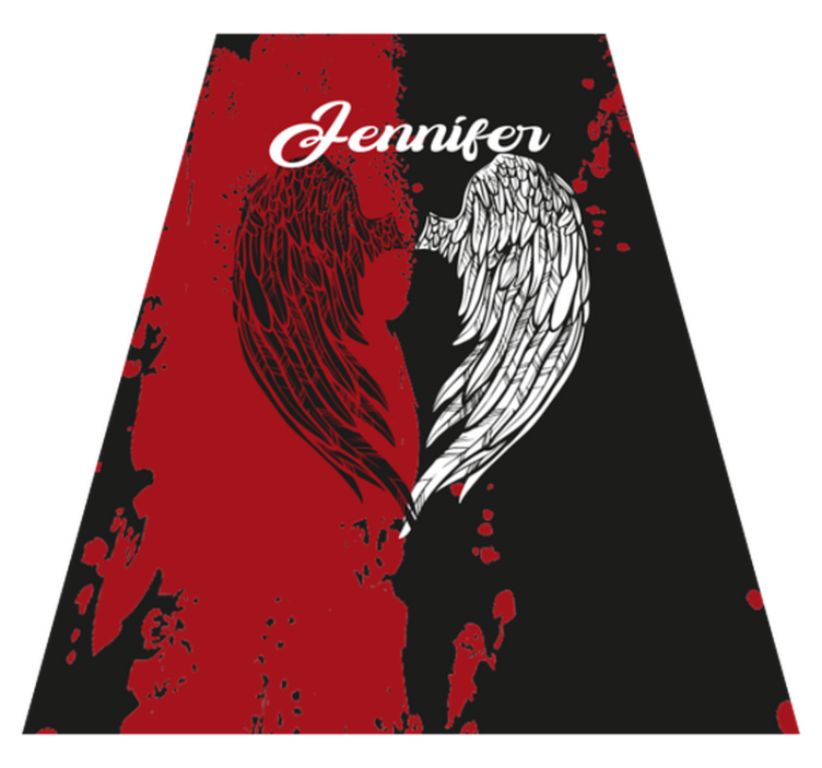 Heart wings with name teenage bedroom vinyl rug - TenStickers