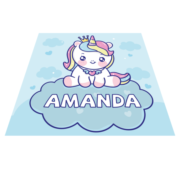 Cute baby unicorn personalised mat - TenStickers