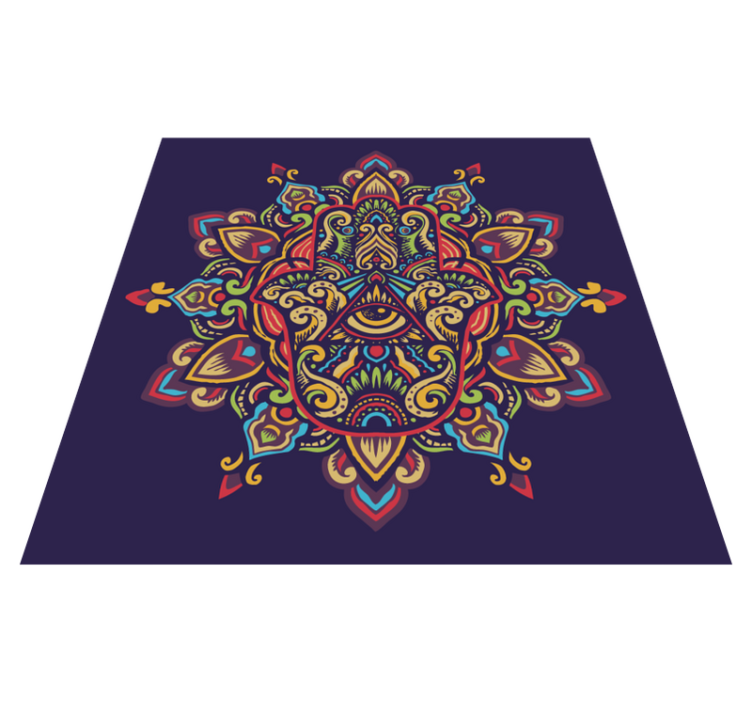 Blue background design mandala vinyl rug - TenStickers