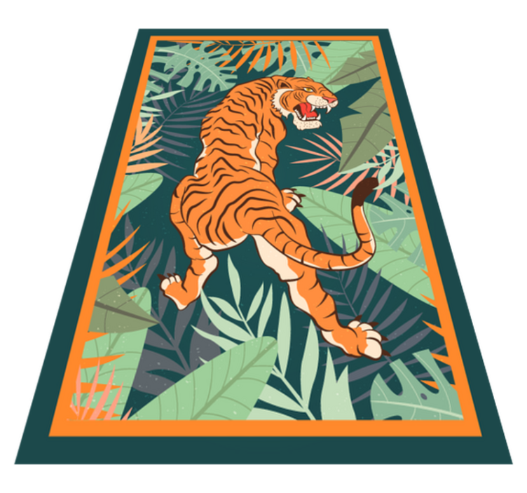 Fierce tiger illustration animal vinyl rug - TenStickers