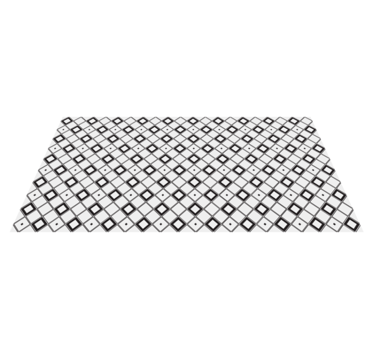 Stylish black and white squares minimalist vinyl rug - TenStickers