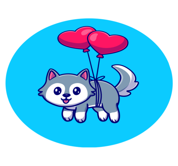 Baby wolf with balloons animal vinyl rug - TenStickers