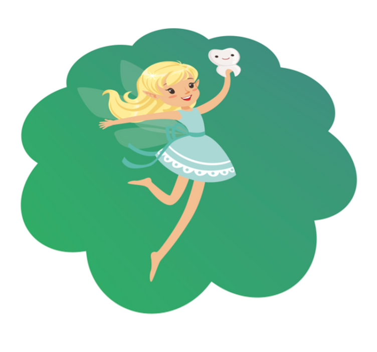 Tooth fairy with tooth smiling kids vinyl rug - TenStickers