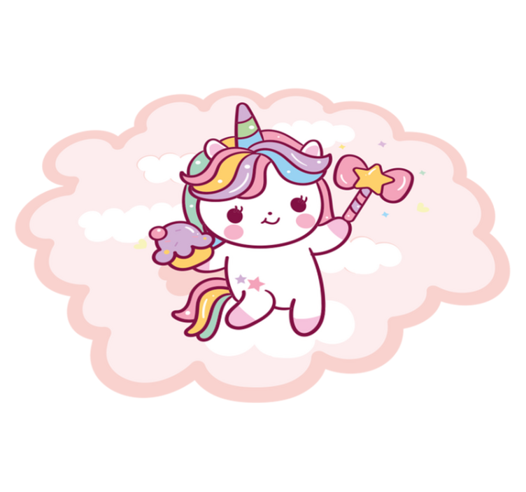 Baby unicorn with wand kids vinyl rug - TenStickers